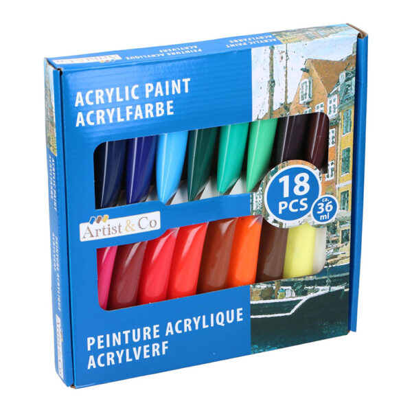 SET 18 PINTURAS ACRÍLICAS 36ml ARTIST&CO