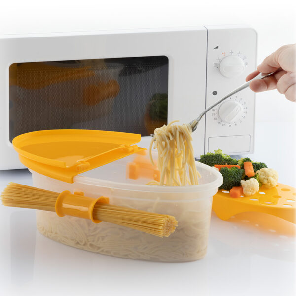 CUECEPASTA PARA MICROONDAS 4 EN 1 CON ACCESORIOS Y RECETAS PASTRAINEST V0103301 INNOVAGOODS - Imagen 7