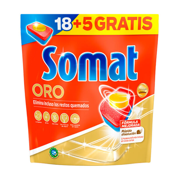 LAVAVAJILLAS EN PASTILLA SOMAT ORO 23 (18+5)