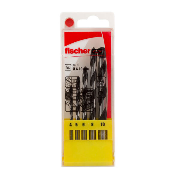 PACK 5 BROCAS PERCUSION  E Ø4/5/6/8/10mm 536606 FISCHER