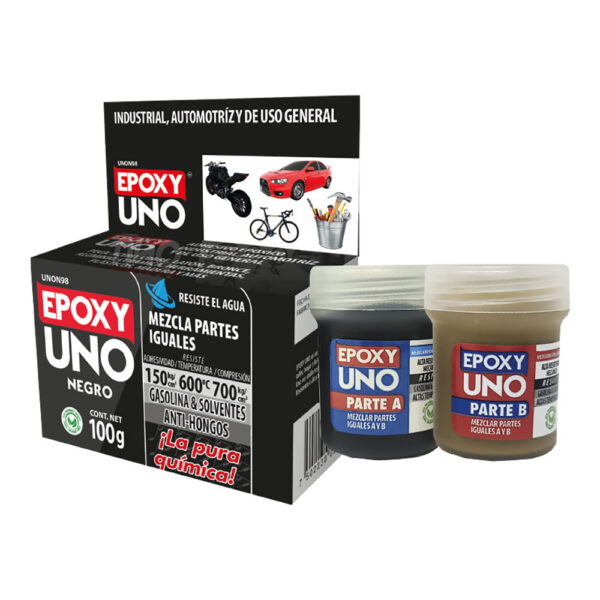 ADHESIVO EPOXY GENERAL NEGRO 100gr UNON98 FUSION EPOXY BLACK LABEL