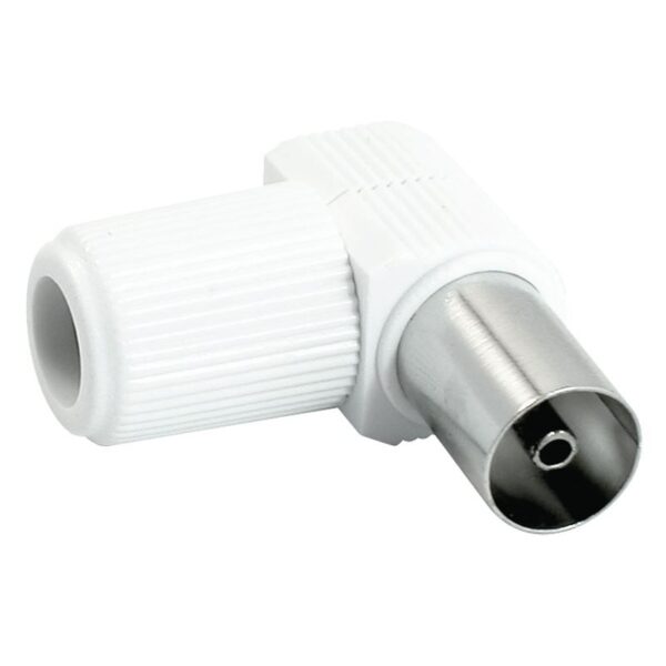 CONECTOR TV Hembra CODO PLASTICO BLANCO