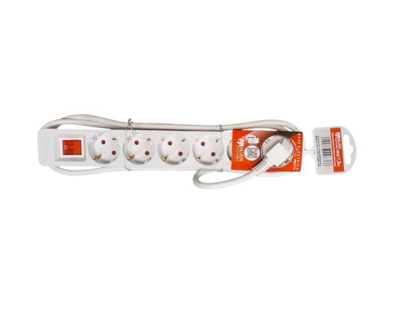 Base Multiple 6 Tomas Schuko Interruptor Cable 1,5m BLANCA